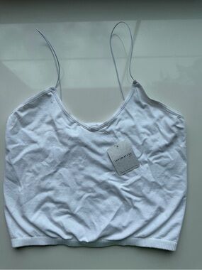 Free People White Ribbed Cropped Camisole